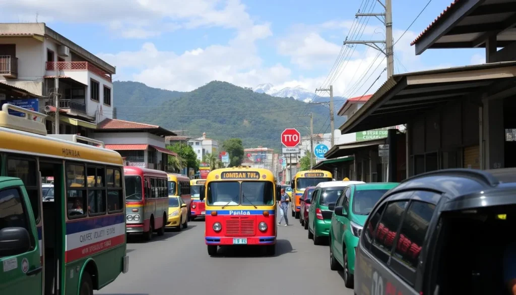 Local transportation options in Choloma, Honduras including taxis and buses