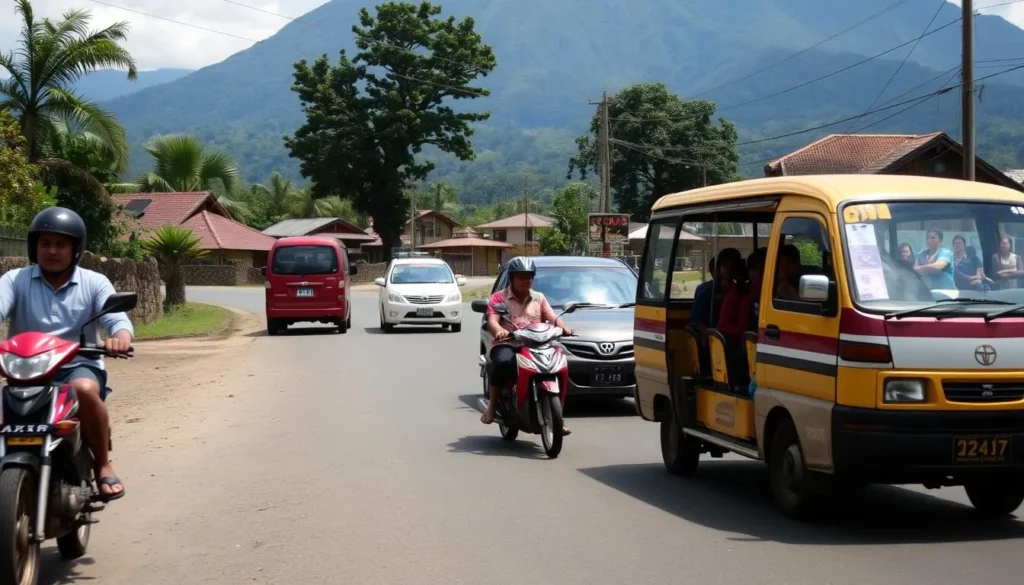 Local transportation options in Lombok including cars and motorbikes near Mount Rinjani Local transportation options in Lombok including cars and motorbikes near Mount Rinjani