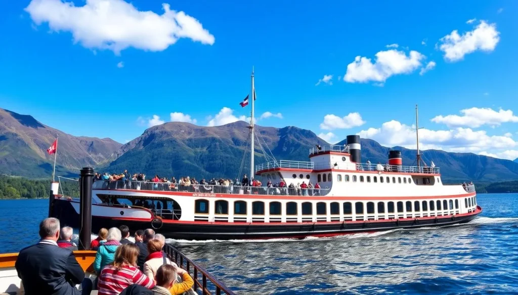 Loch Katrine with steamship Sir Walter Scott in Trossachs National Park