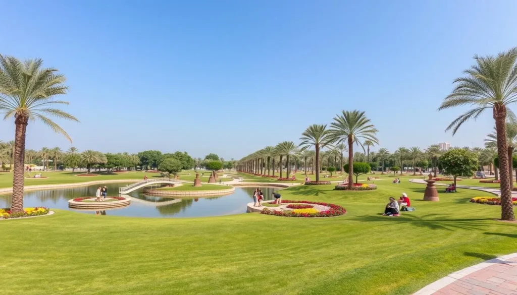 Lush green spaces and artificial lakes at King Fahd Park in Dammam Lush green spaces and artificial lakes at King Fahd Park in Dammam