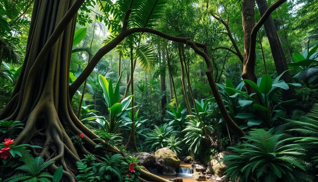 Lush rainforest in Alejandro de Humboldt National Park with diverse flora