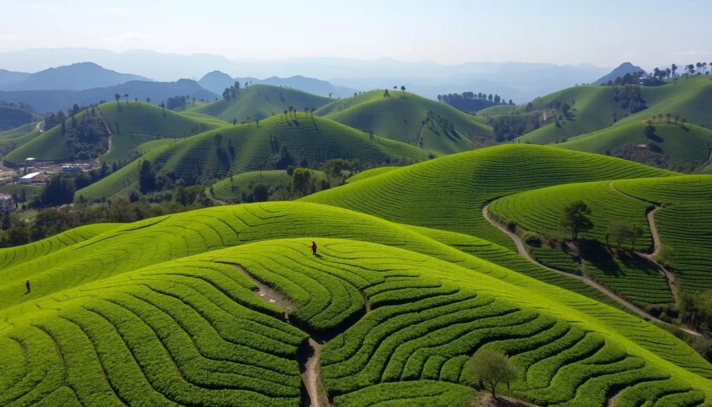 Lush tea plantations surrounding Bandung, a scenic attraction among Bandung Indonesia things to do