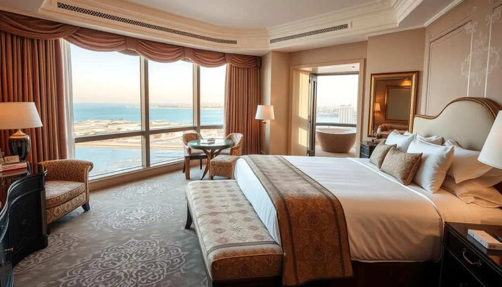 Luxurious hotel room in Al Wakrah with traditional Qatari design elements and modern amenities
