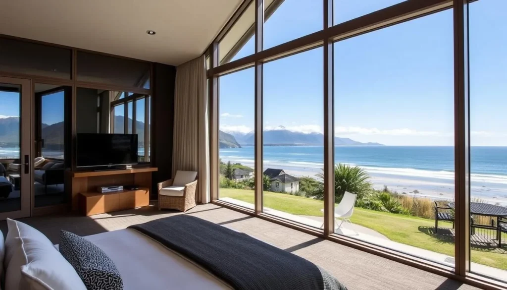 Luxury accommodation in Kaikoura with mountain and ocean views