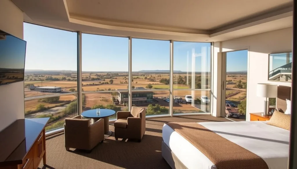 Luxury accommodation in Mount Gambier with views of the surrounding landscape