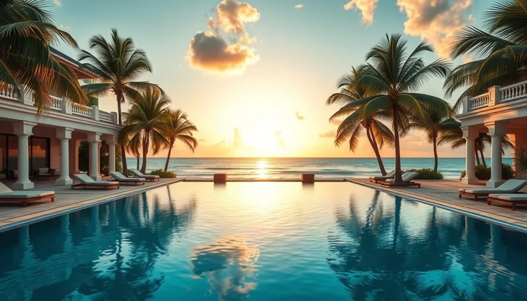 Luxury beachfront resort in Anguilla with pool overlooking the Caribbean Sea Luxury beachfront resort in Anguilla with pool overlooking the Caribbean Sea