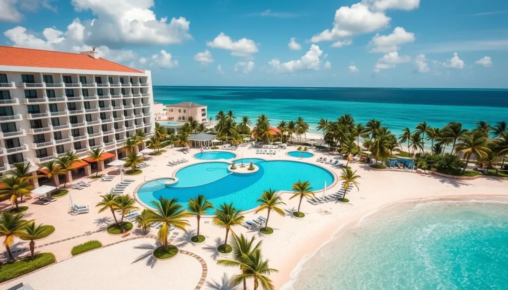 Luxury beachfront resort in Aruba during the best time to visit with perfect weather conditions