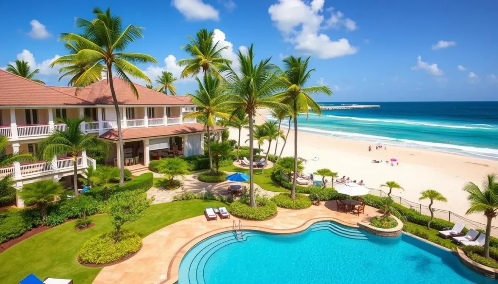 Luxury beachfront resort in Holetown with swimming pool and ocean views