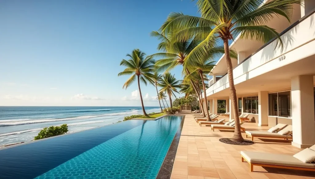 Luxury beachfront resort in Tonsupa with swimming pool overlooking the Pacific Ocean