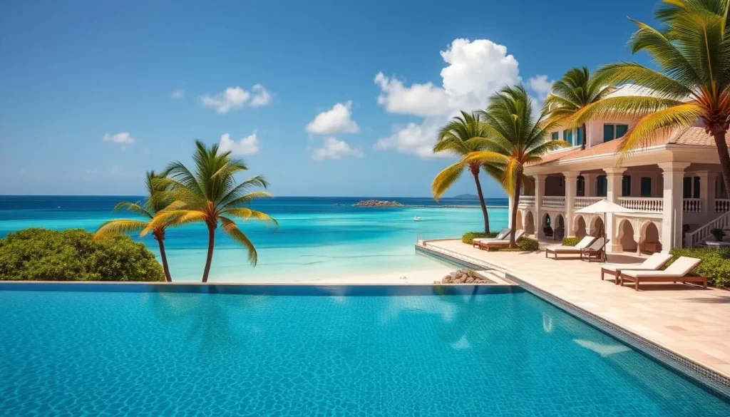 Luxury beachfront resort with infinity pool overlooking Meads Bay