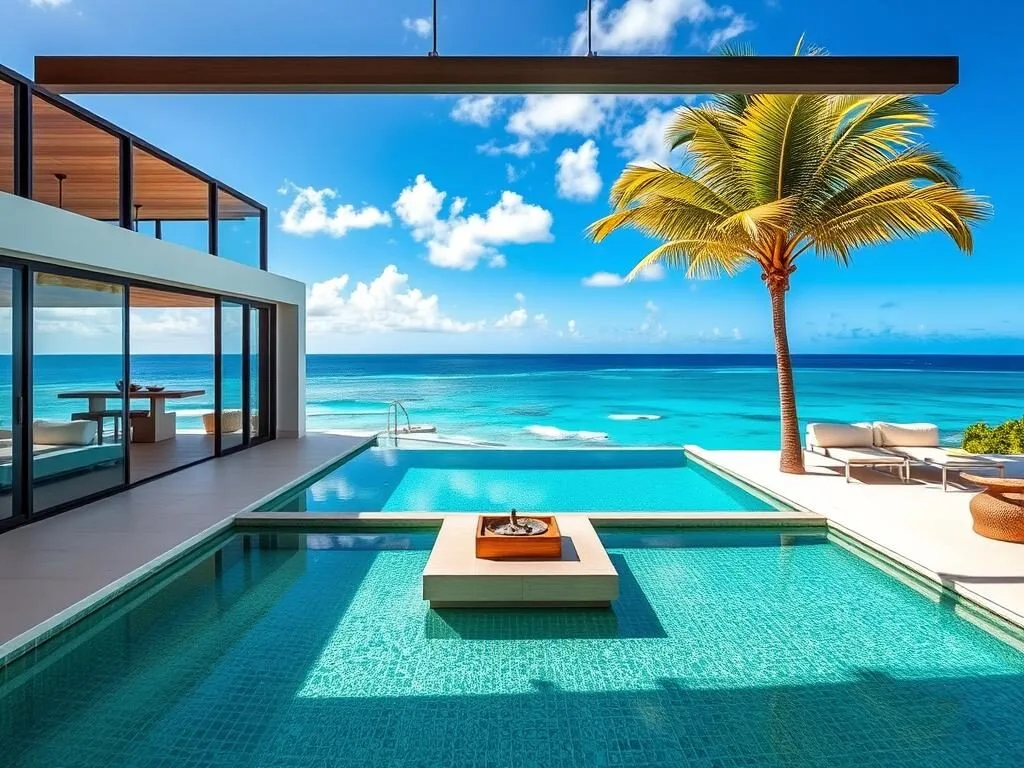 Luxury beachfront villa rental in Malmok, Aruba with private pool overlooking the ocean