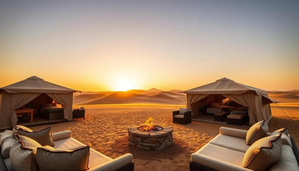 Luxury desert camp near Mesaieed with traditional tents and modern amenities