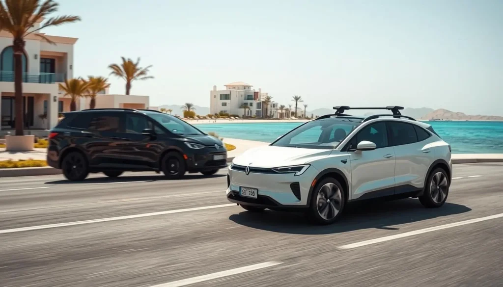 Luxury electric vehicle transportation at a Red Sea resort