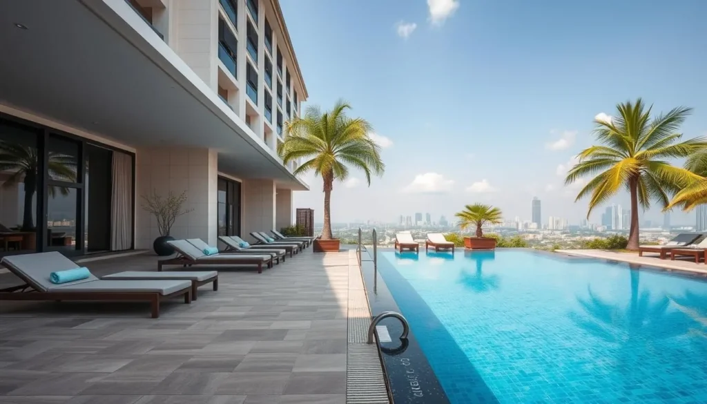 Luxury hotel in Bandar Lampung with swimming pool and city views