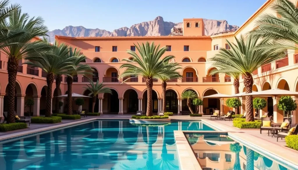 Luxury hotel in Ouarzazate with traditional Moroccan architecture and a swimming pool