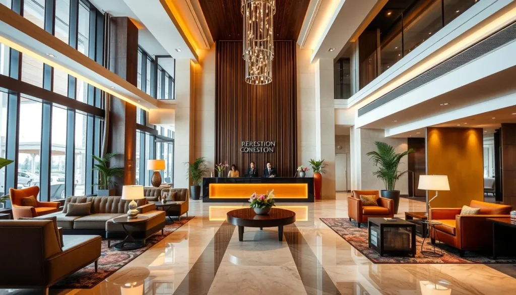 Luxury hotel lobby in South Tangerang with modern Indonesian design elements