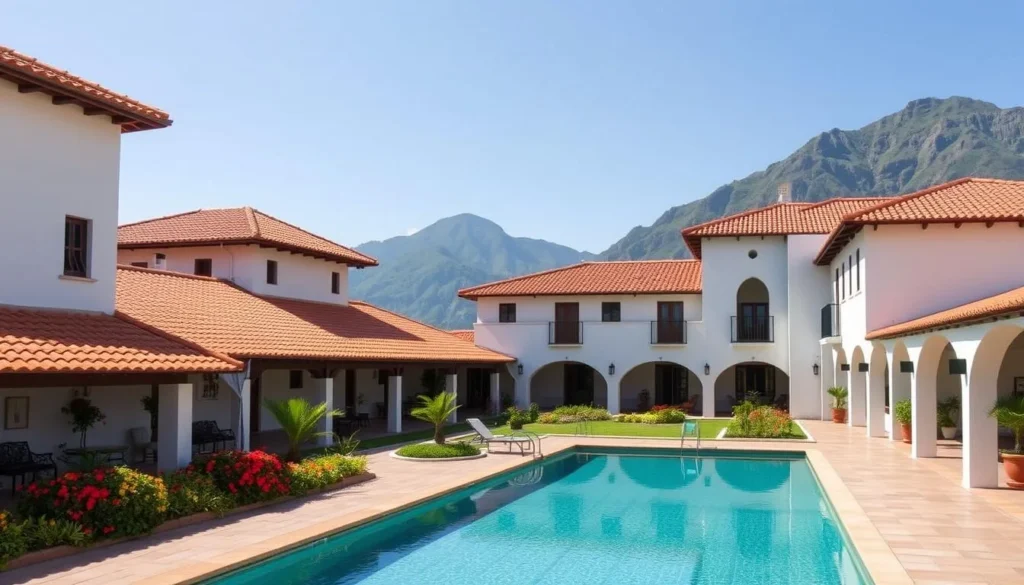Luxury hotel near Barranca del Cupatitzio National Park with traditional Mexican architecture
