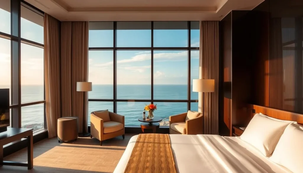 Luxury hotel room in Balikpapan with ocean view