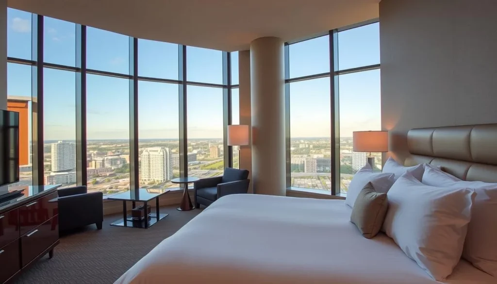 Luxury hotel room in Bloomington Minnesota with city view