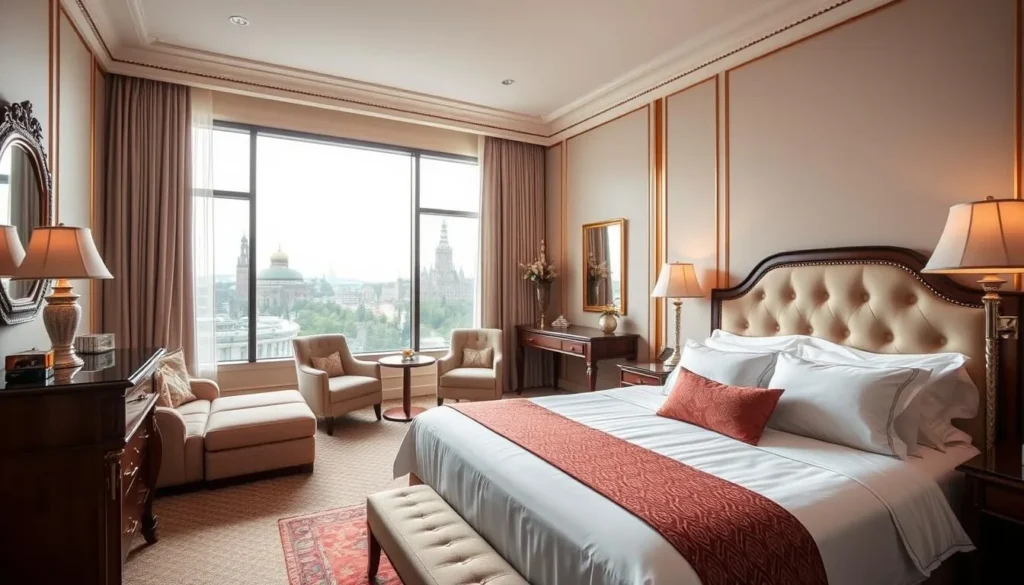 Luxury hotel room in Kazan with a view of the Kremlin
