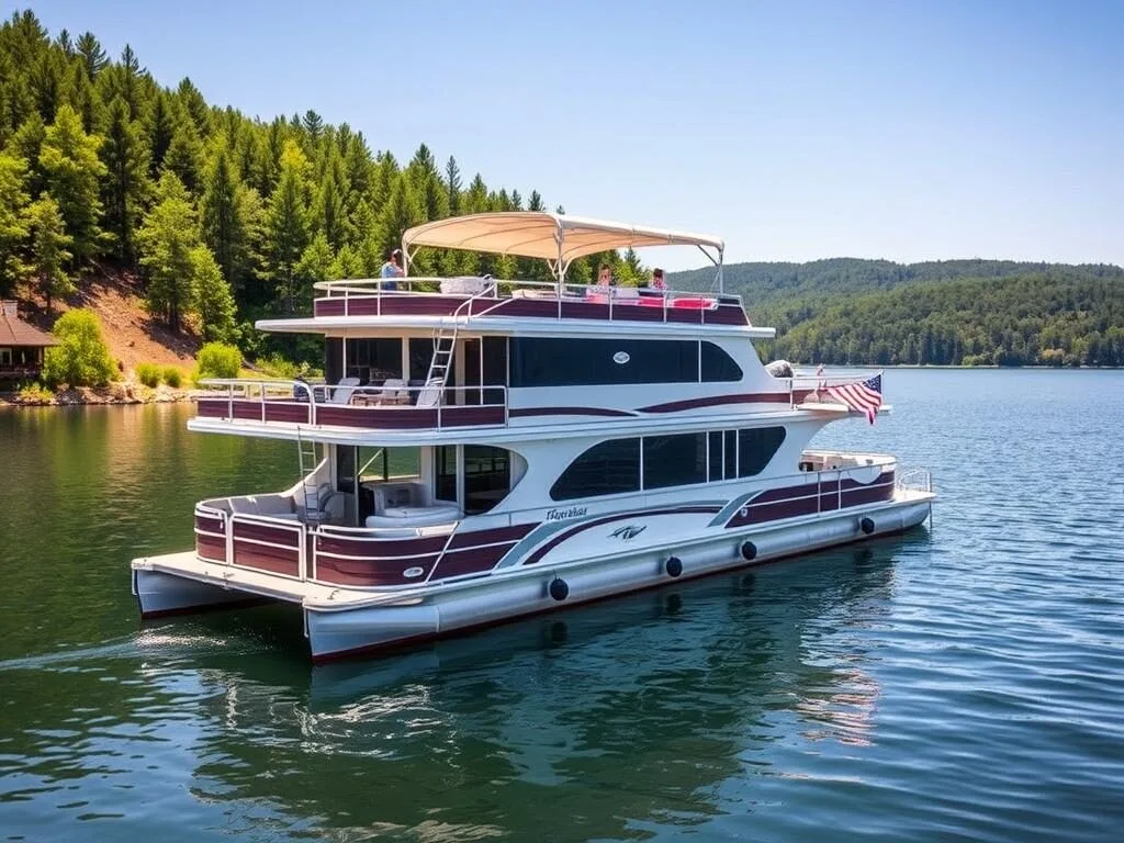 Luxury houseboat on Dale Hollow Lake with deck and slide Luxury houseboat on Dale Hollow Lake with deck and slide