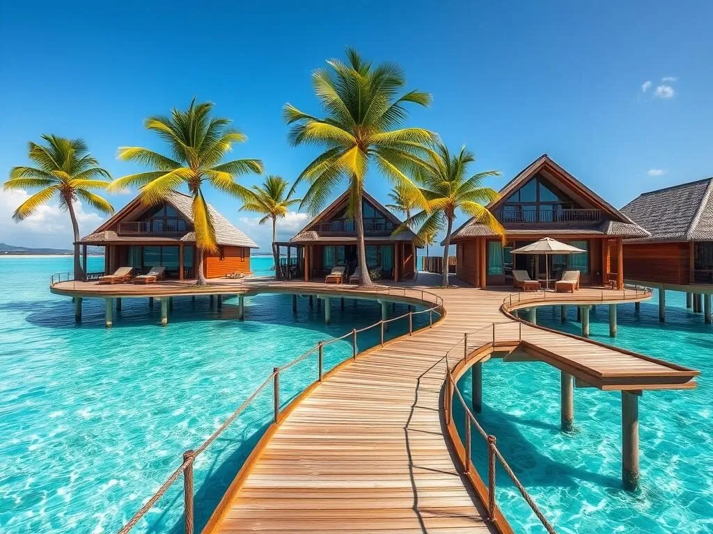 Luxury overwater bungalows at a premium resort in Isla Baru Luxury overwater bungalows at a premium resort in Isla Baru