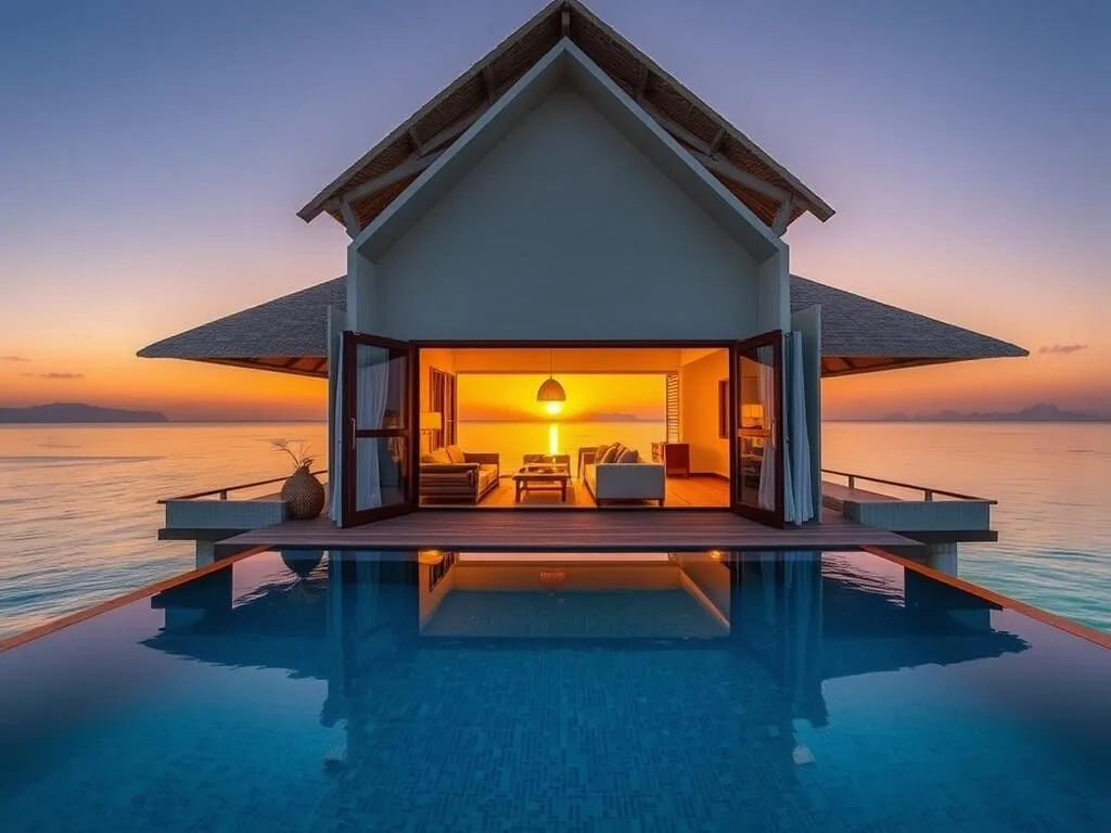 Luxury overwater villa at Banana Island Qatar with private pool and ocean views