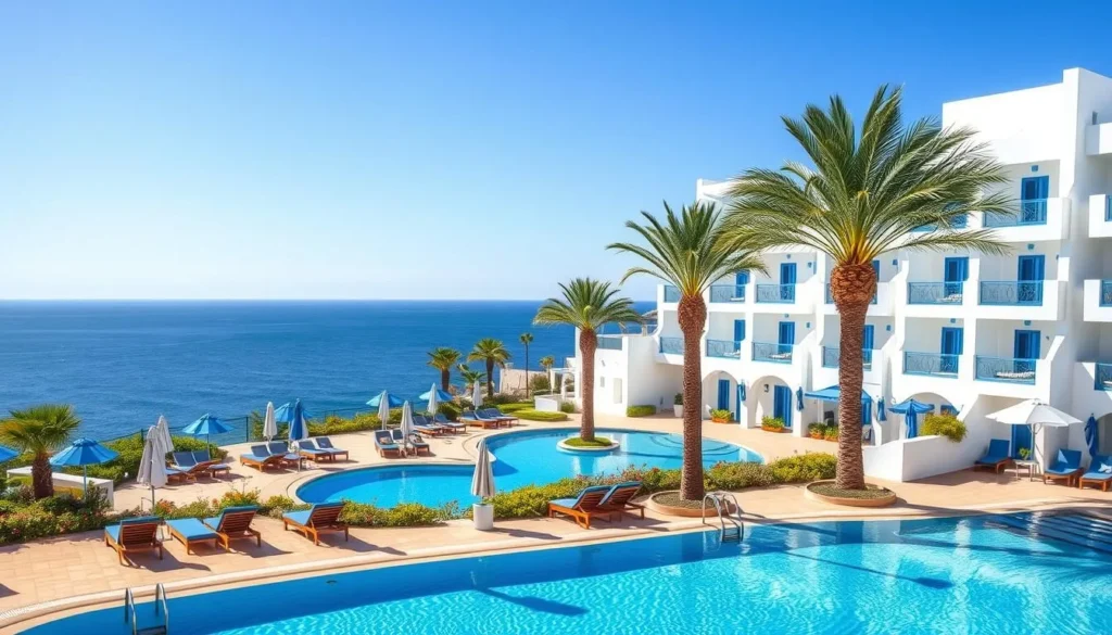 Luxury resort in Al Hoceima Morocco with swimming pool and Mediterranean Sea view