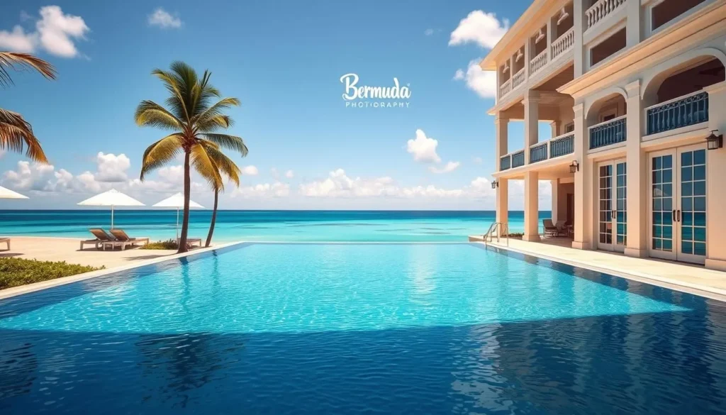 Luxury resort in Bermuda with infinity pool overlooking the ocean