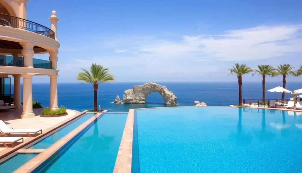 Luxury resort with infinity pool overlooking the ocean in Cabo San Lucas Luxury resort with infinity pool overlooking the ocean in Cabo San Lucas