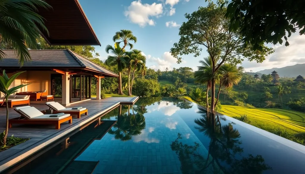 Luxury villa in Ubud with private infinity pool overlooking lush jungle and rice terraces Luxury villa in Ubud with private infinity pool overlooking lush jungle and rice terraces