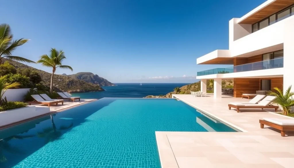 Luxury villa with infinity pool overlooking the Caribbean Sea in St. Barts