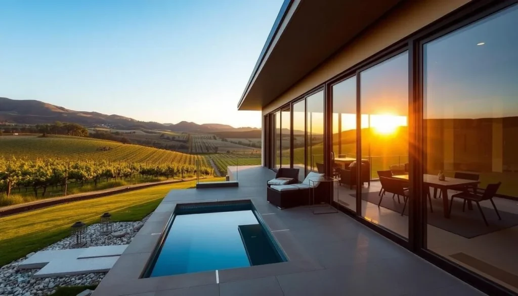 Luxury vineyard accommodation in McLaren Vale with views of rolling hills, a top choice for where to stay when exploring McLaren Vale South Australia things to do