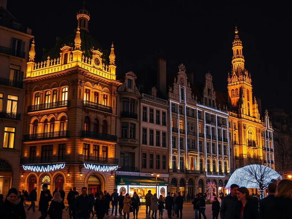 Lyon's Festival of Lights illuminating historic buildings in December