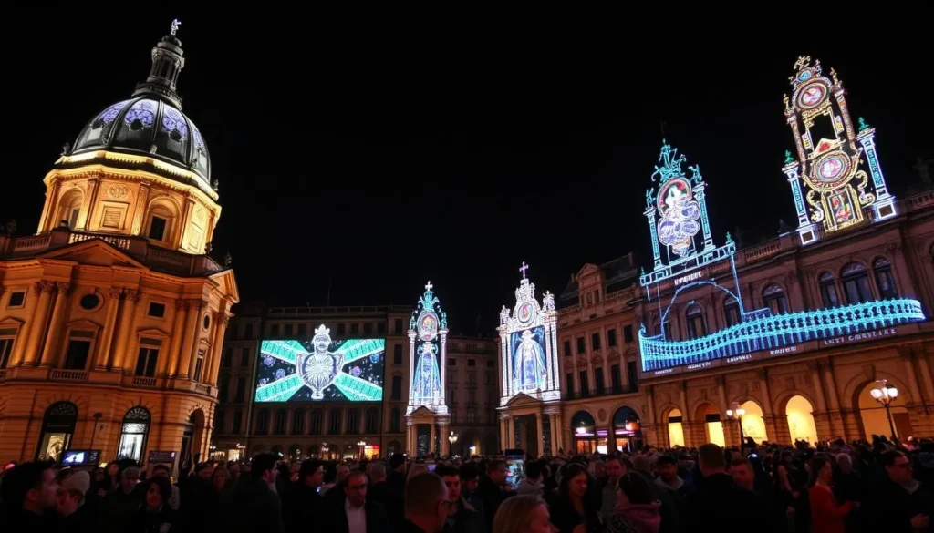 Lyon's Festival of Lights with spectacular light installations on historic buildings