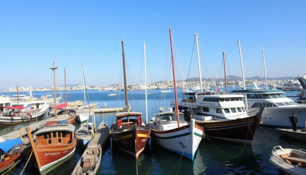 Mahajanga's port with boats and ships docked along the waterfront