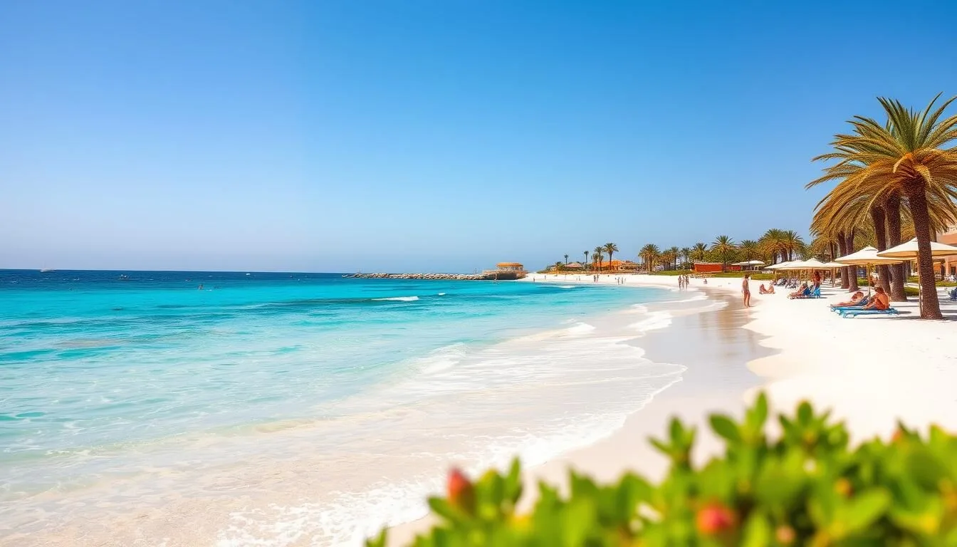 Mahdia-beach-during-spring-season-with-comfortable-weather-and-few-tourists Mahdia beach during spring season with comfortable weather and few tourists