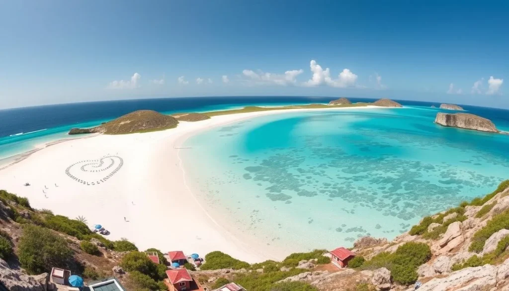Main beach on Scrub Island, Anguilla with white sand and turquoise waters