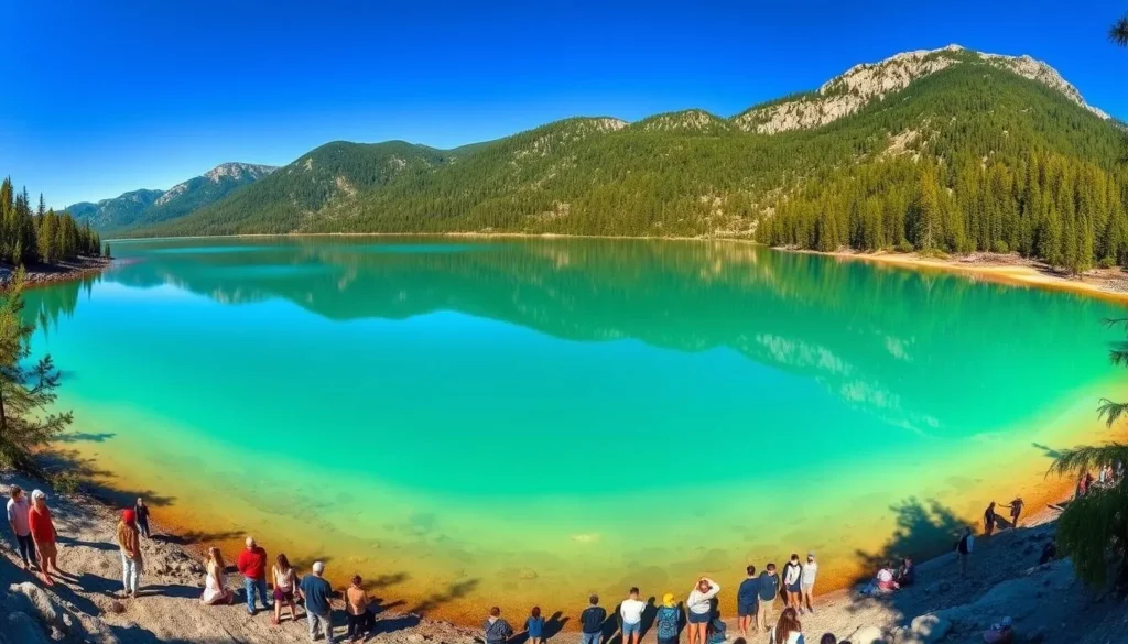 Main lagoon at Lagunas de Zempoala National Park with mountains in background