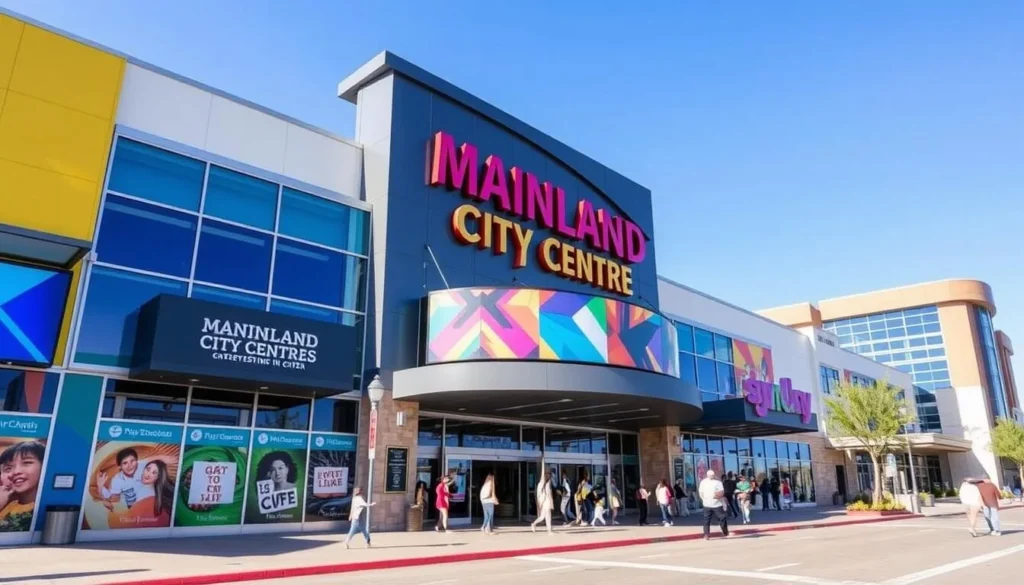 Mainland City Centre entertainment complex with families enjoying activities