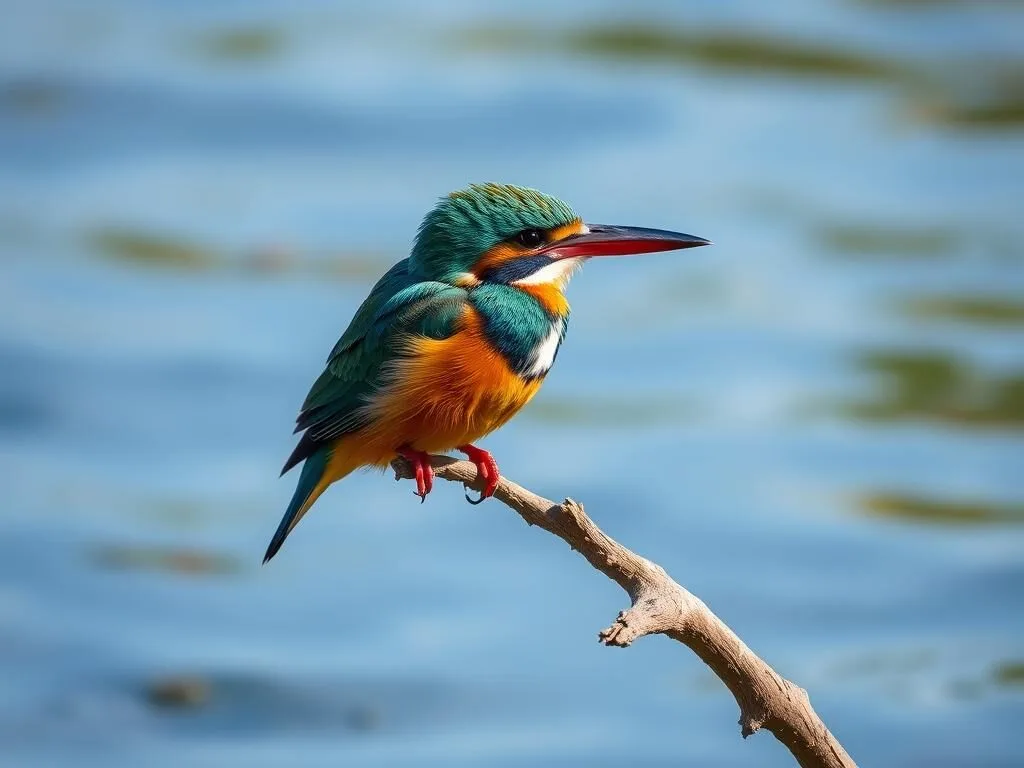 Malagasy kingfisher perched near water in Kirindy Mitea National Park