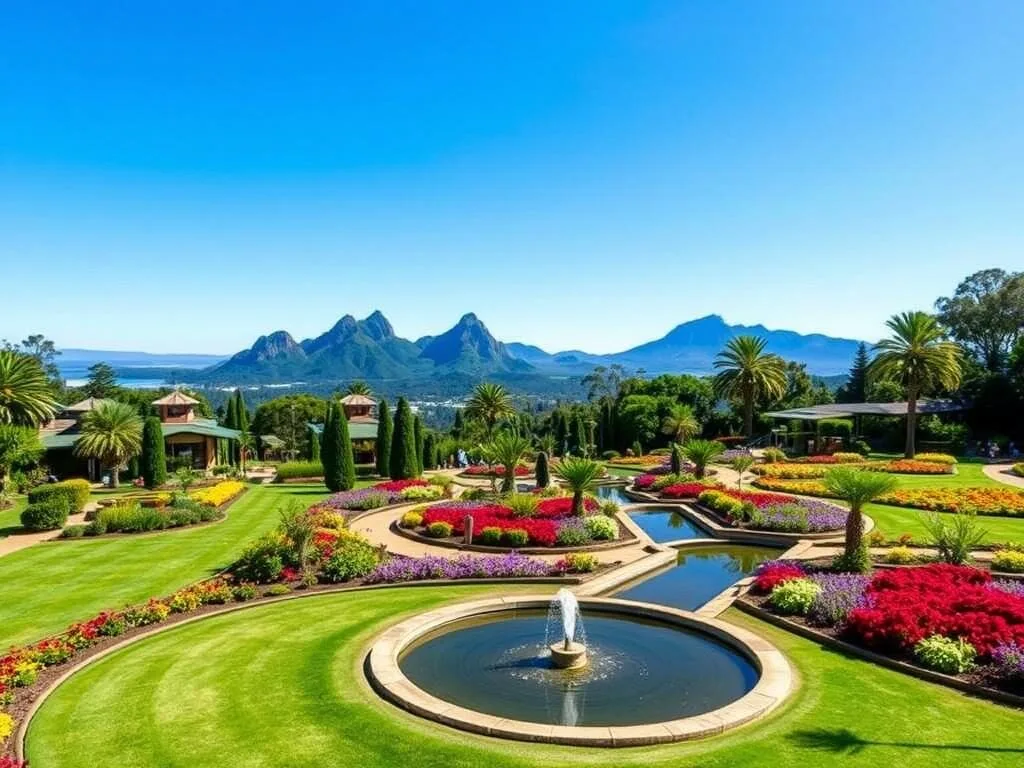 Maleny Botanic Gardens and Bird World with Glass House Mountains view