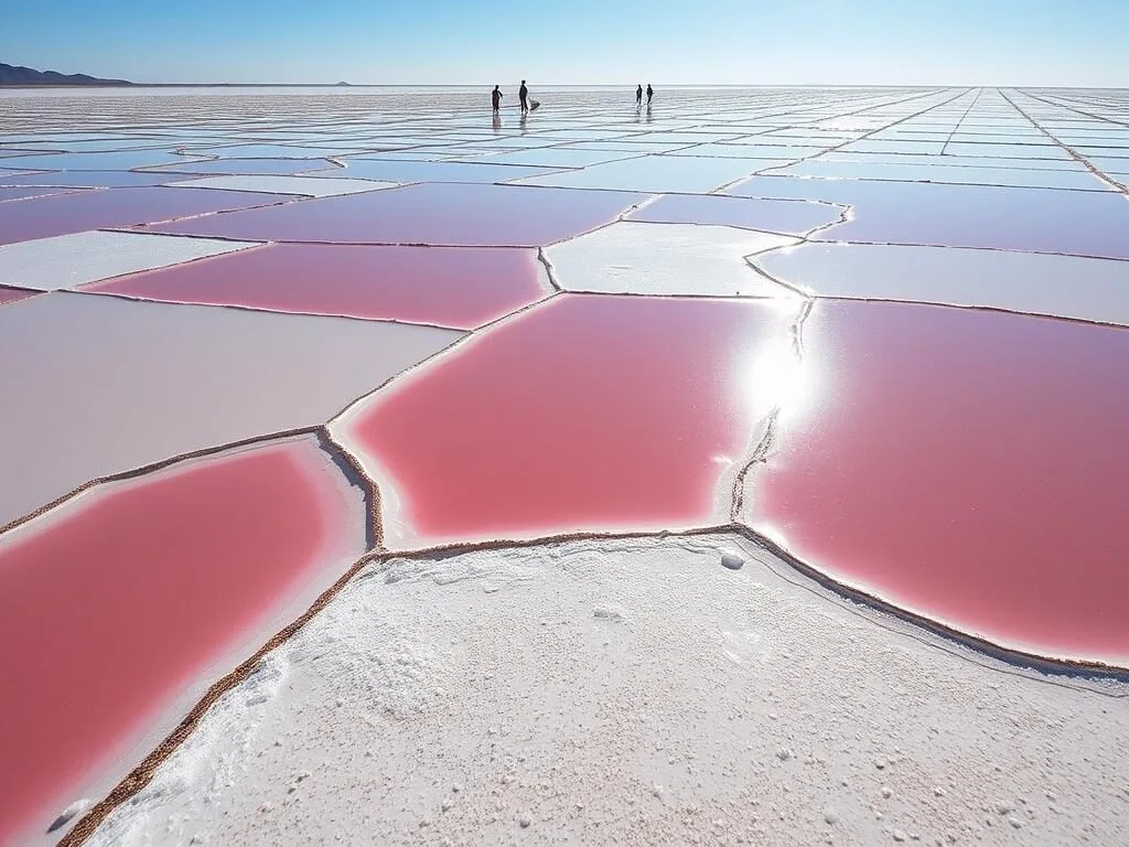 Manaure Salt Flats with colorful pools in La Guajira