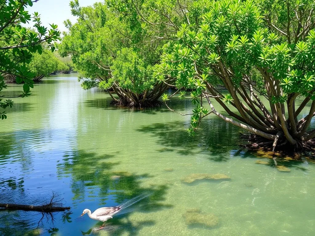 Mangrove forests at Umm Tais National Park in Al Shamal Qatar
