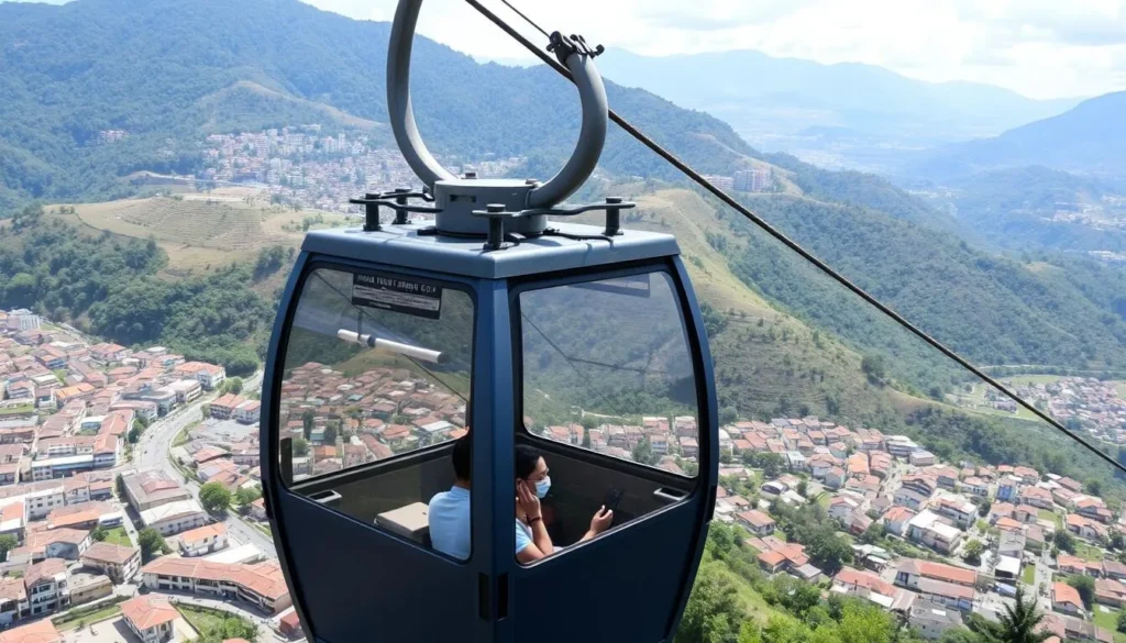 Manizales Cable Aéreo (cable car) transporting passengers over the city with panoramic views
