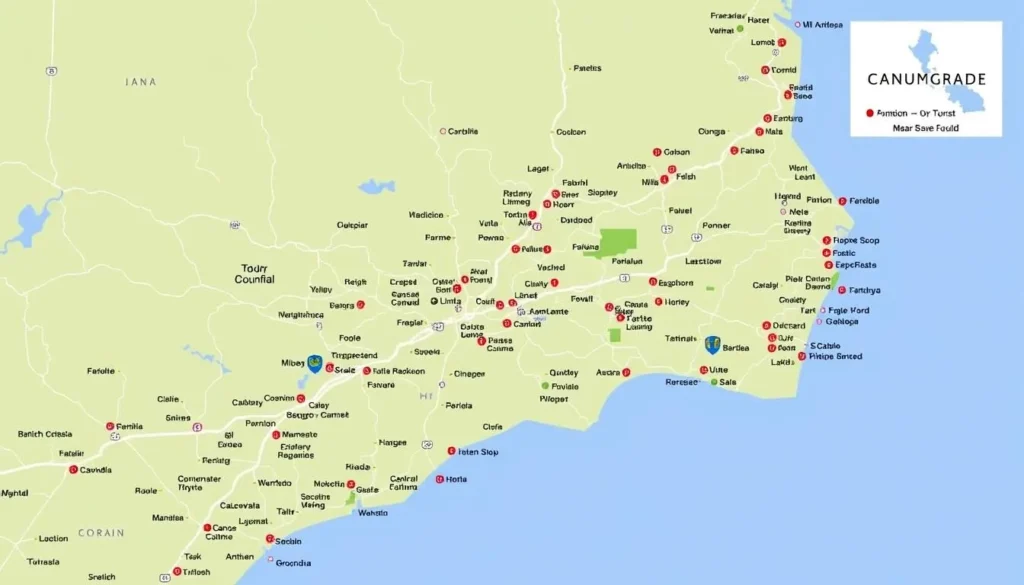 Map of Canungra Queensland showing key attractions and roads Map of Canungra Queensland showing key attractions and roads