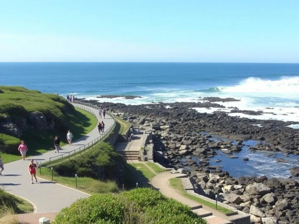 Marginal Way coastal path in Ogunquit with rocky shoreline and Atlantic Ocean views
