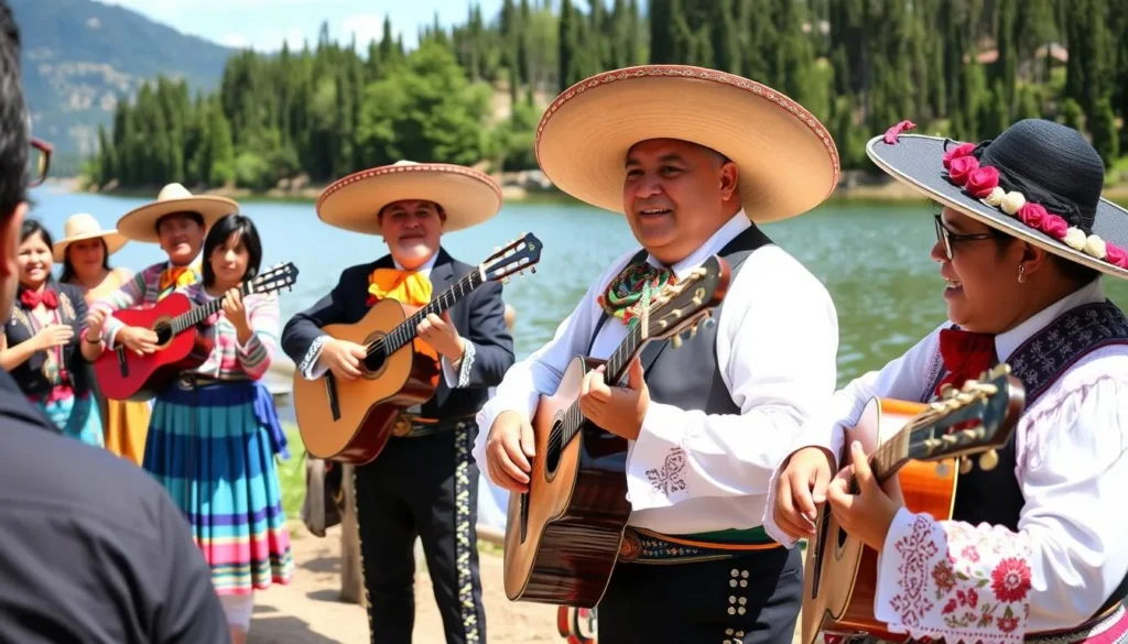 Mariachi band performing for visitors at Lago de Camecuaro National Park