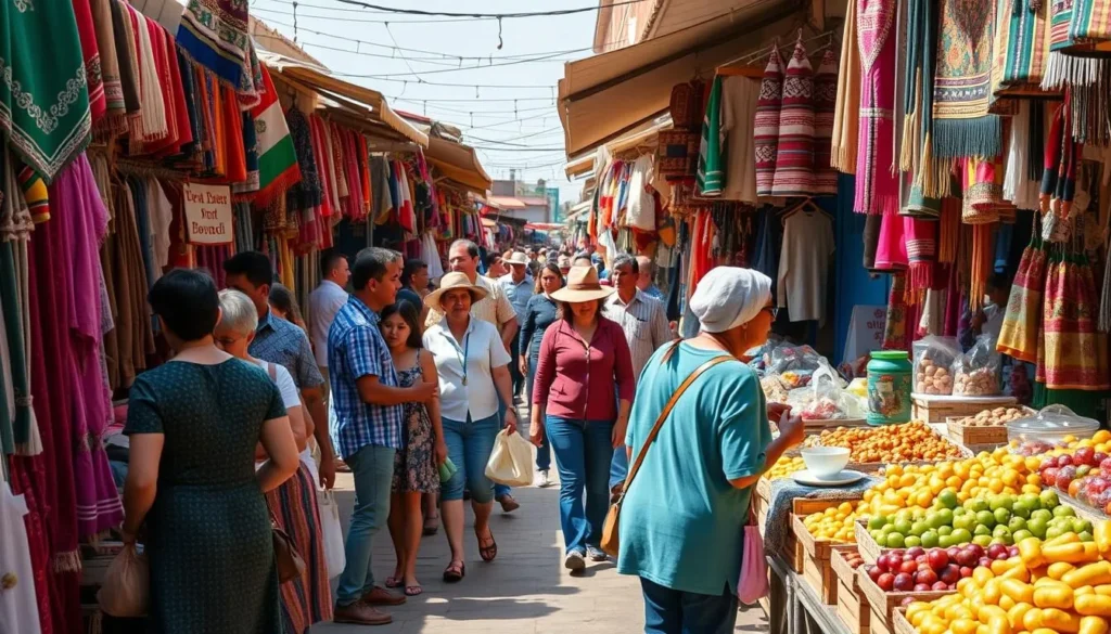 Market scene in Coahuila showing local crafts and products Market scene in Coahuila showing local crafts and products