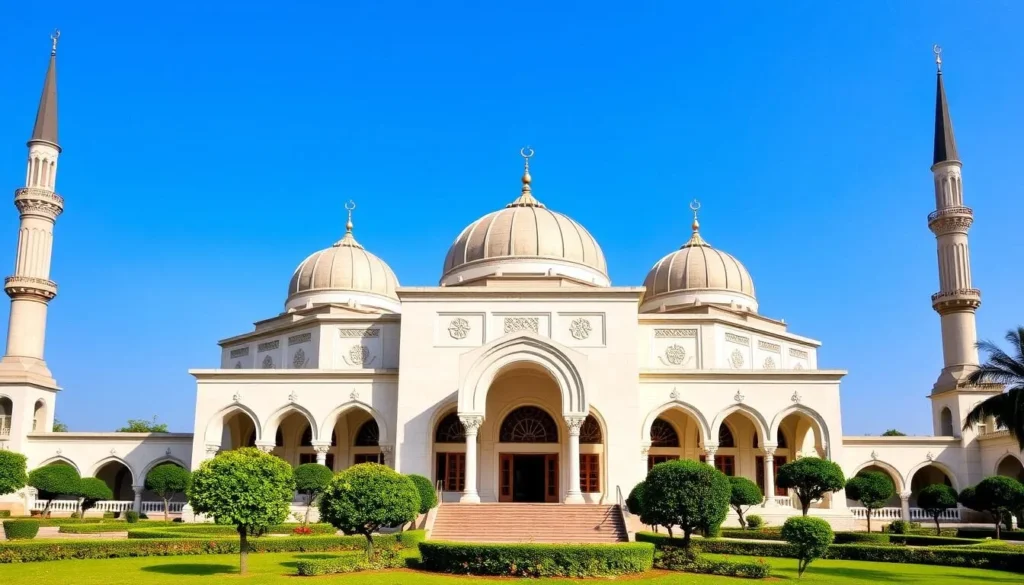 Masjid Raya Al-Mashun (Great Mosque of Medan) with its distinctive domes and architecture Masjid Raya Al-Mashun (Great Mosque of Medan) with its distinctive domes and architecture
